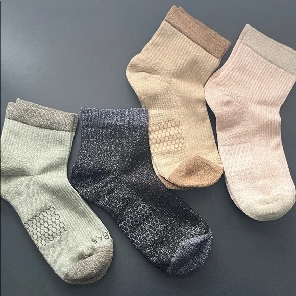 Bombas Sparkle Modern Rib Quarter Sock 4-Pack - Picture 2 of 5